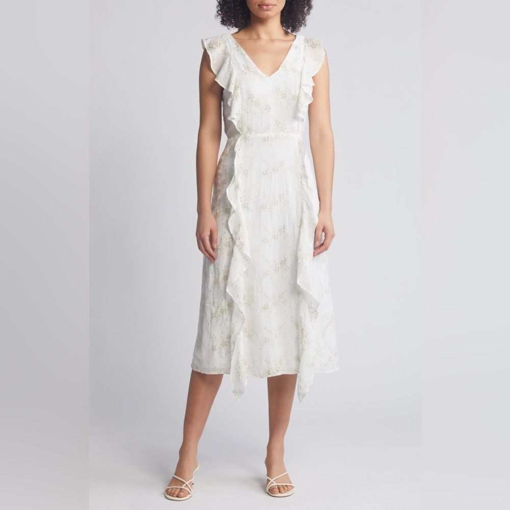 NWT Julia Jordan Ruffle Flutter Sleeve Eyelet Dress Sz 6